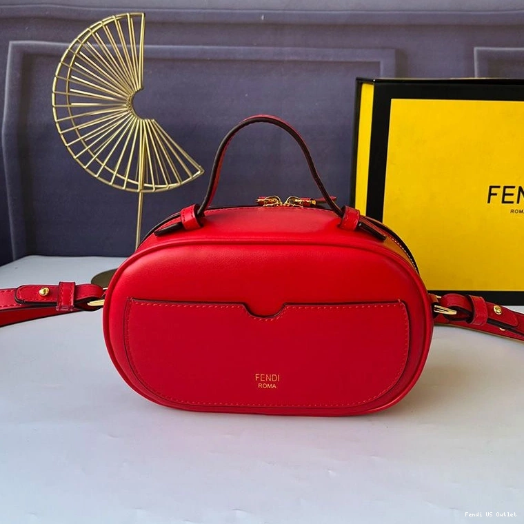 Cheap HOT O'Lock In Camera Leather Fendi Case Red Calf Mini 0814